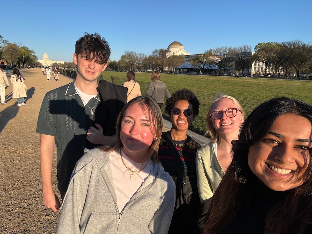 "Honors students at the Washington Mall as part of a health science complexities honors course"